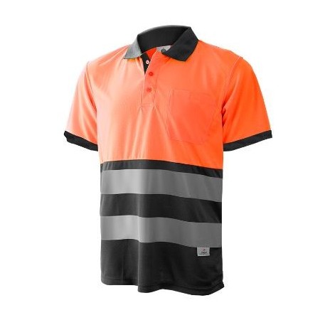 Polo AV manga corta naranja/gris
